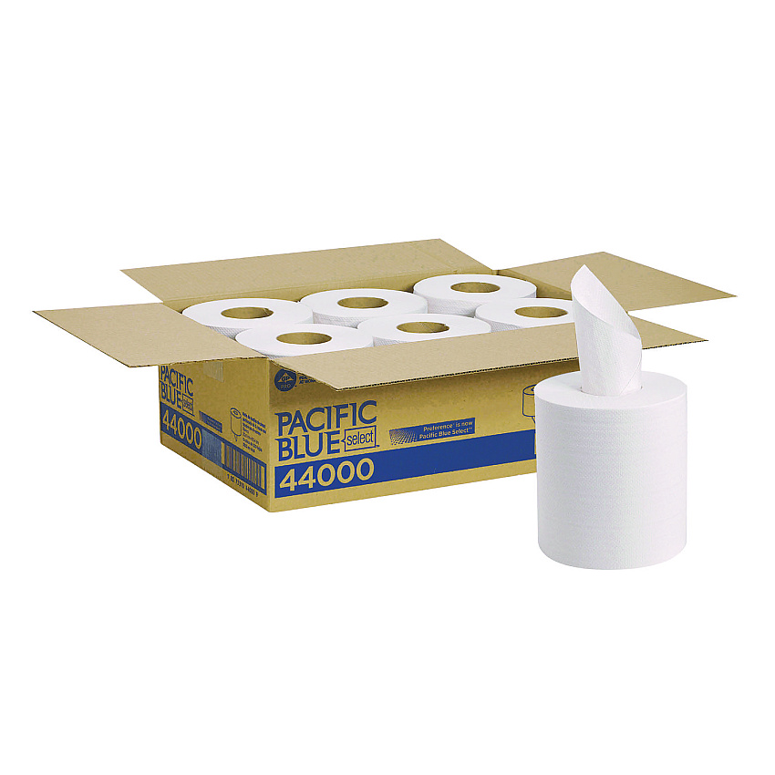 Georgia Pacific Professional Pacific Blue Select 2-Ply Center-Pull Perf Wipers, 2-Ply, 8.25 x 12, White, 520/Roll, 6 Rolls/Carton (44000)