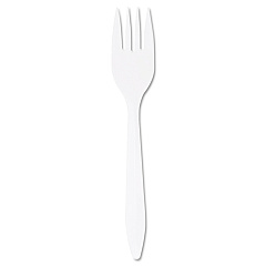 Dart Style Setter Mediumweight Plastic Forks, White, 1000/Carton (F6BW)