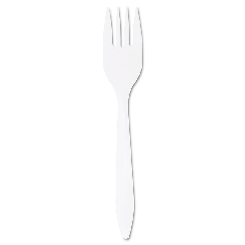 Dart Style Setter Mediumweight Plastic Forks, White, 1000/Carton (F6BW)