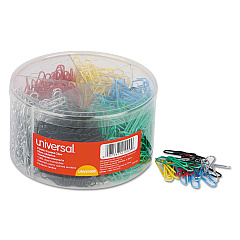 Universal Plastic-Coated Paper Clips, Small (No. 1), Assorted Colors, 1,000/Pack (UNV21000)