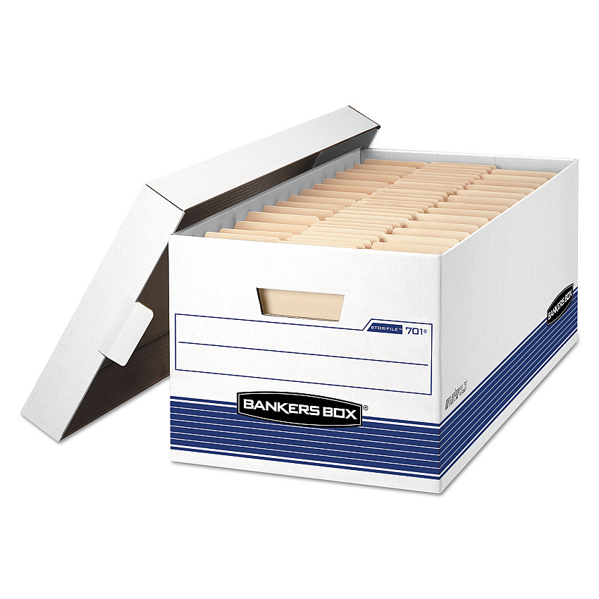 Bankers Box STOR/FILE Medium-Duty Storage Boxes, Letter Files, 12" x 25.38" x 10.25", White, 20/Carton (0070110)