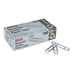 ACCO Paper Clips, Jumbo, Silver, 1,000/Pack (72525)