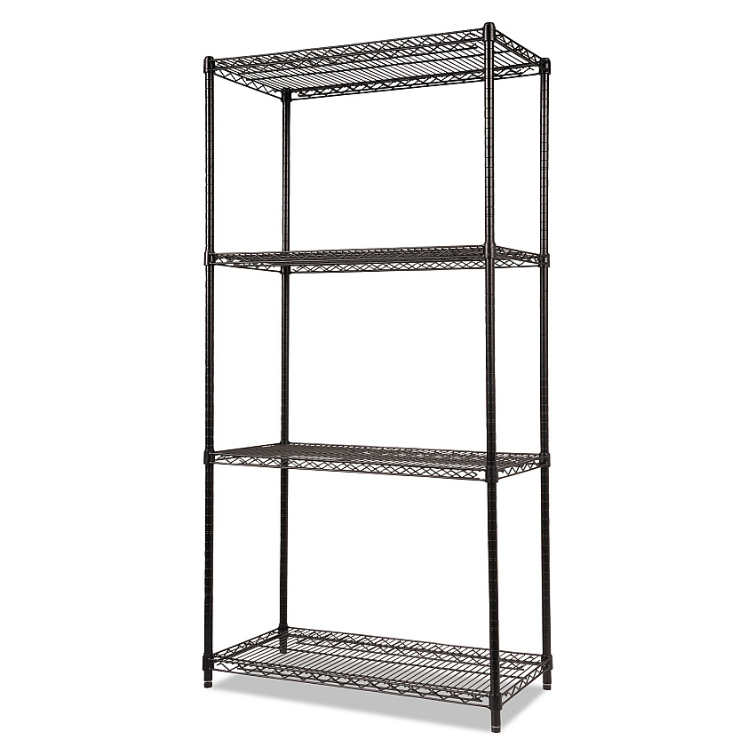 Alera NSF Certified Industrial 4-Shelf Wire Shelving Kit, 36w x 18d x 72h, Black (ALESW503618BL)