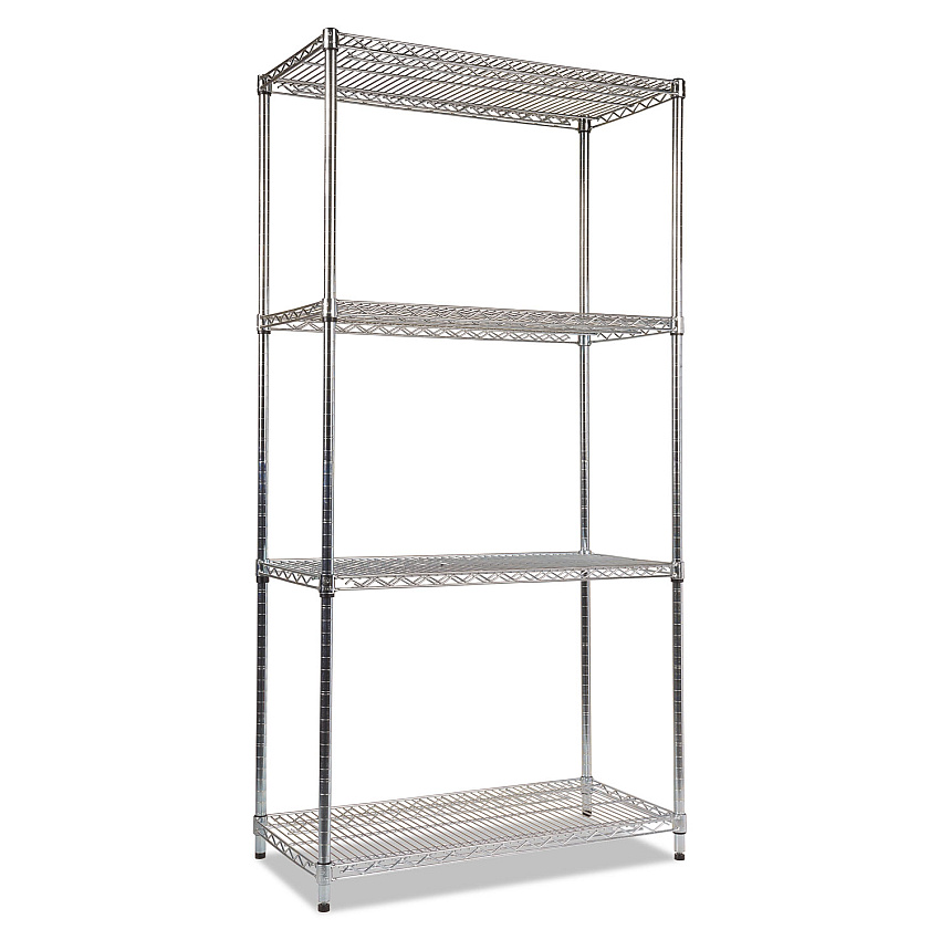 Alera NSF Certified Industrial 4-Shelf Wire Shelving Kit, 36w x 18d x 72h, Silver (ALESW503618SR)