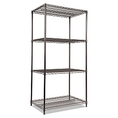 Alera Wire Shelving Starter Kit, Four-Shelf, 36w x 24d x 72h, Black Anthracite (ALESW503624BA)