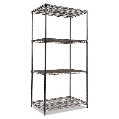 Alera Wire Shelving Starter Kit, Four-Shelf, 36w x 24d x 72h, Black Anthracite (ALESW503624BA)