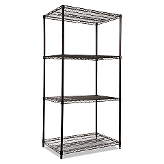Alera NSF Certified Industrial 4-Shelf Wire Shelving Kit, 36w x 24d x 72h, Black (ALESW503624BL)