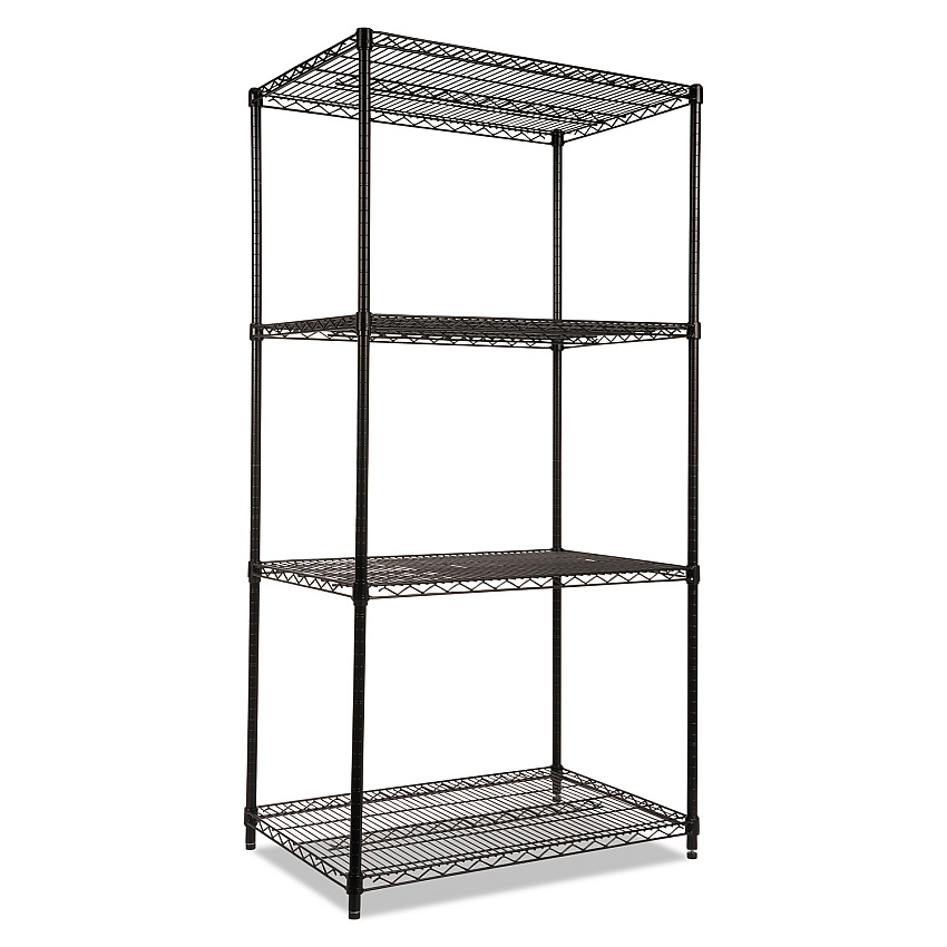 Alera NSF Certified Industrial 4-Shelf Wire Shelving Kit, 36w x 24d x 72h, Black (ALESW503624BL)