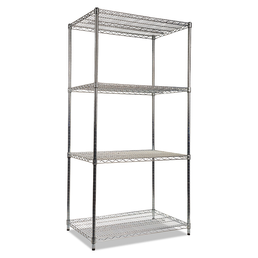 Alera NSF Certified Industrial 4-Shelf Wire Shelving Kit, 36w x 24d x 72h, Silver (ALESW503624SR)