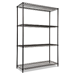 Alera NSF Certified Industrial 4-Shelf Wire Shelving Kit, 48w x 18d x 72h, Black (ALESW504818BL)