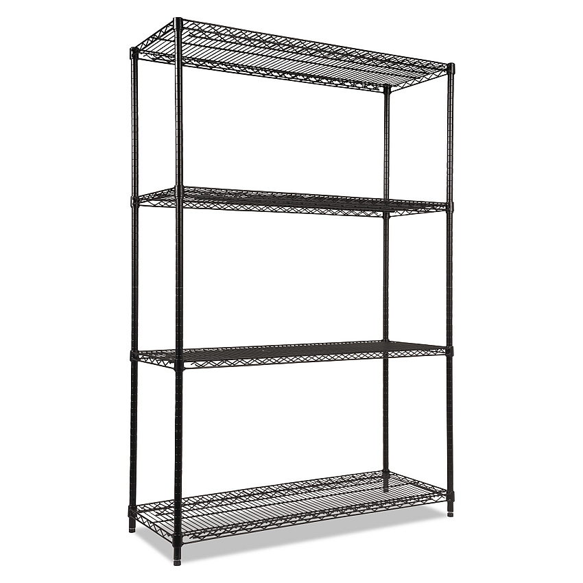 Alera NSF Certified Industrial 4-Shelf Wire Shelving Kit, 48w x 18d x 72h, Black (ALESW504818BL)