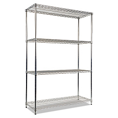 Alera NSF Certified Industrial 4-Shelf Wire Shelving Kit, 48w x 18d x 72h, Silver (ALESW504818SR)