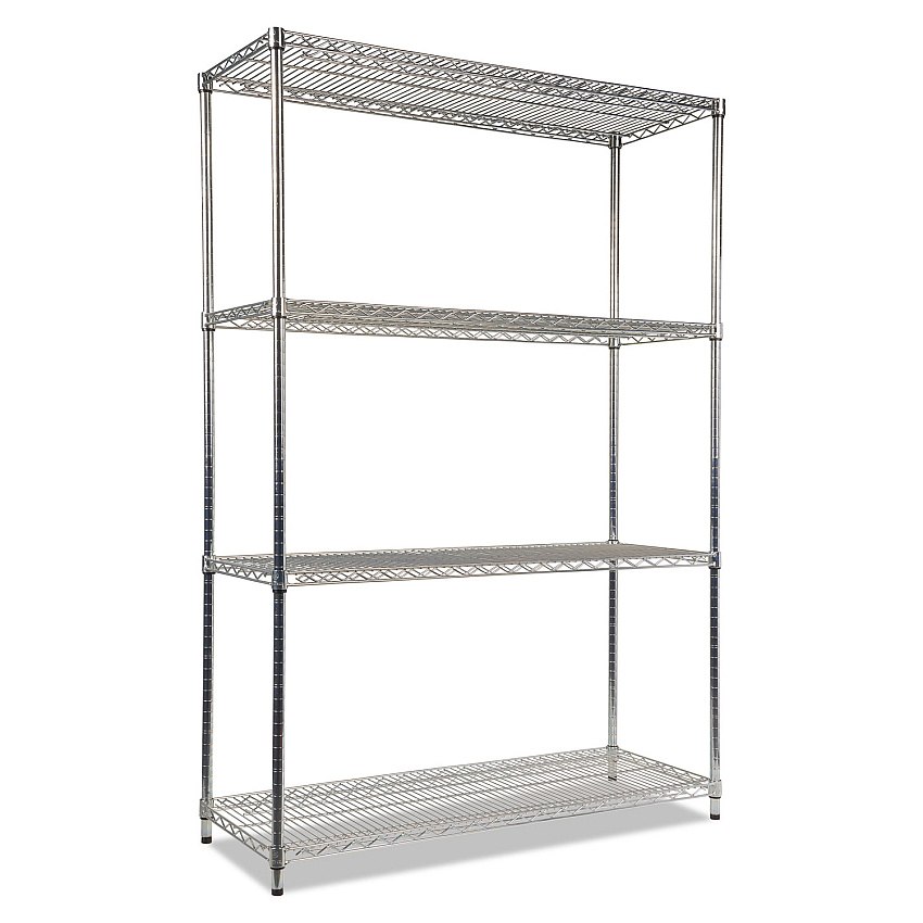 Alera NSF Certified Industrial 4-Shelf Wire Shelving Kit, 48w x 18d x 72h, Silver (ALESW504818SR)