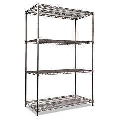 Alera Wire Shelving Starter Kit, Four-Shelf, 48w x 24d x 72h, Black Anthracite (ALESW504824BA)