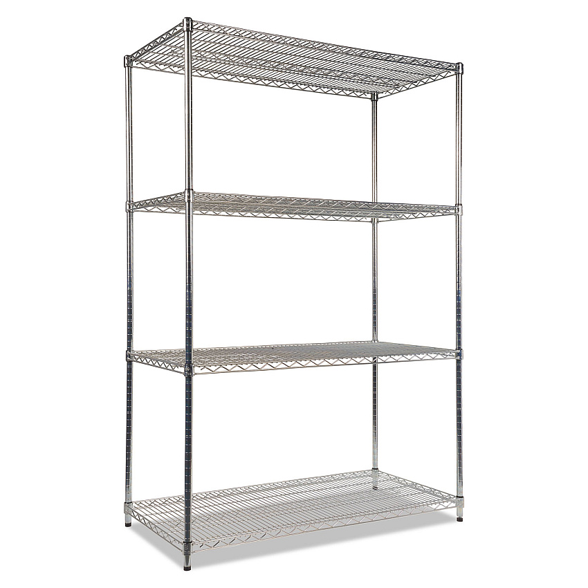 Alera NSF Certified Industrial 4-Shelf Wire Shelving Kit, 48w x 24d x 72h, Silver (ALESW504824SR)