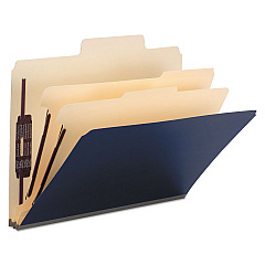 Smead SuperTab Colored Classification Folders, SafeSHIELD Coated Fastener Technology, 2 Dividers, Letter Size, Dark Blue, 10/Box (14010)