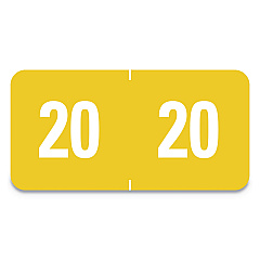 Smead Yearly End Tab File Folder Labels, 20, 0.5 x 1, Yellow, 25/Sheet, 10 Sheets/Pack (67920)