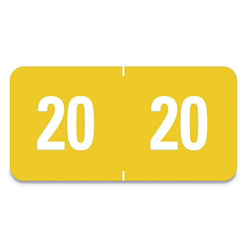 Smead Yearly End Tab File Folder Labels, 20, 0.5 x 1, Yellow, 25/Sheet, 10 Sheets/Pack (67920)
