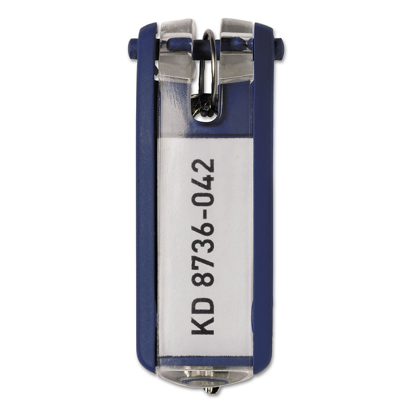 Durable Key Tags for Locking Key Cabinets, Plastic, 1 1/8 x 2 3/4, Dark Blue, 6/Pack (195707)