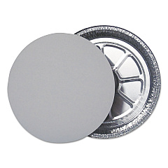 Durable Packaging Aluminum Round Containers with Board Lid, 9" Diameter x 1.94"h, Silver, 250/Carton (29030L250)