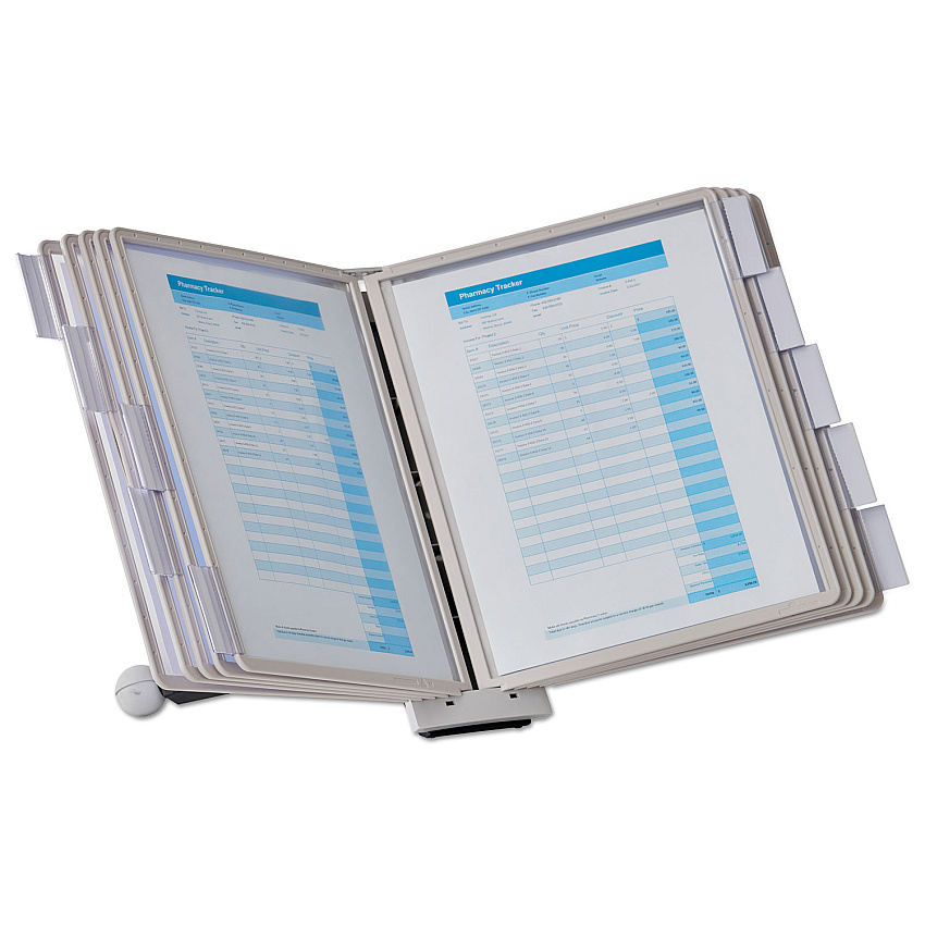 Durable SHERPA Desk Reference System, 10 Panels, 10 x 5 7/8 x 13 1/2, Gray Borders (554210)