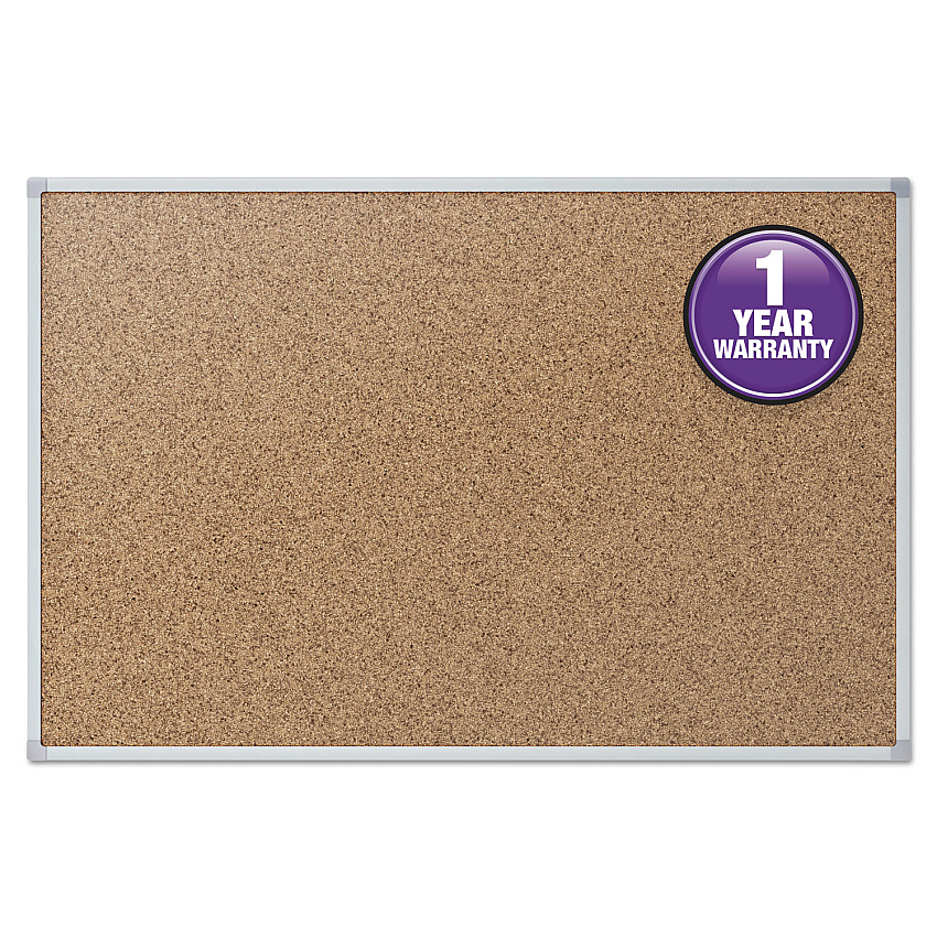 Mead Cork Bulletin Board, 36 x 24, Silver Aluminum Frame (85361)