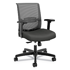 HON Convergence Mid-Back Task Chair, Synchro-Tilt and Seat Glide, Supports Up to 275 lb, Iron Ore Seat, Black Back/Base (CMY1ACU19)
