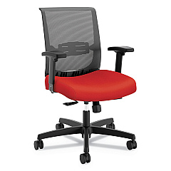 HON Convergence Mid-Back Task Chair, Synchro-Tilt and Seat Glide, Supports Up to 275 lb, Red Seat, Black Back/Base (CMY1ACU67)