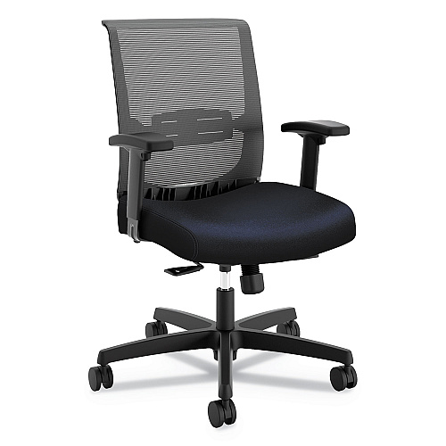 HON Convergence Mid-Back Task Chair, Synchro-Tilt and Seat Glide, Supports Up to 275 lb, Navy Seat, Black Back/Base (CMY1ACU98)