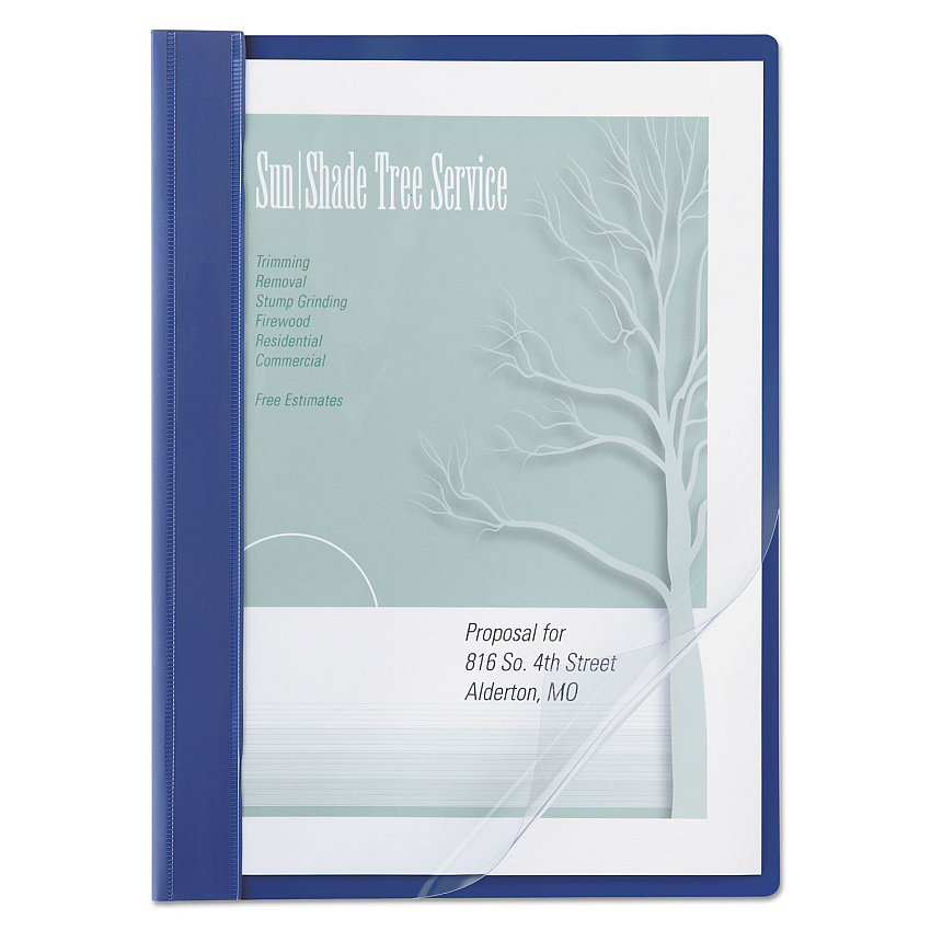 ACCO Clear Front Vinyl Report Cover, Prong Fastener, 0.5" Capacity,  8.5 x 11, Clear/Blue (26102)