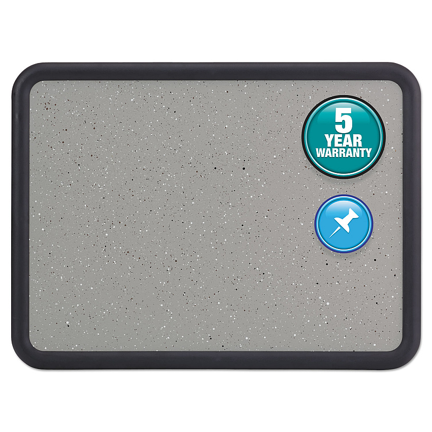 Quartet Contour Granite Gray Tack Board, 36 x 24, Black Frame (699370)