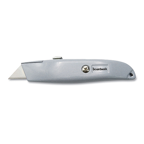 Boardwalk Retractable Metal Utility Knife, Retractable, Straight-Edged, Gray (BWKUKNIFE45)