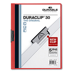 Durable DuraClip Report Cover, Clip Fastener, 8.5 x 11 , Clear/Red, 25/Box (220303)