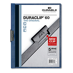 Durable DuraClip Report Cover, Clip Fastener, 8.5 x 11, Clear/Dark Blue, 25/Box (221407)