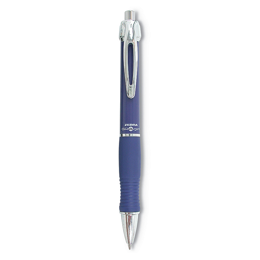 Zebra GR8 Gel Pen, Retractable, Medium 0.7 mm, Blue Ink, Blue/Silver Barrel, 12/Pack (42620)