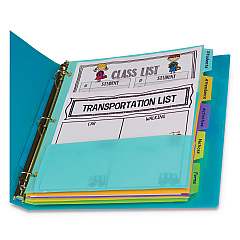 C-Line Index Dividers with Multi-Pockets, 5-Tab, 11.5 x 10, Assorted, 1 Set (07650)