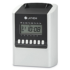 Lathem Time 700E Calculating Time Clock, Digital Display, White