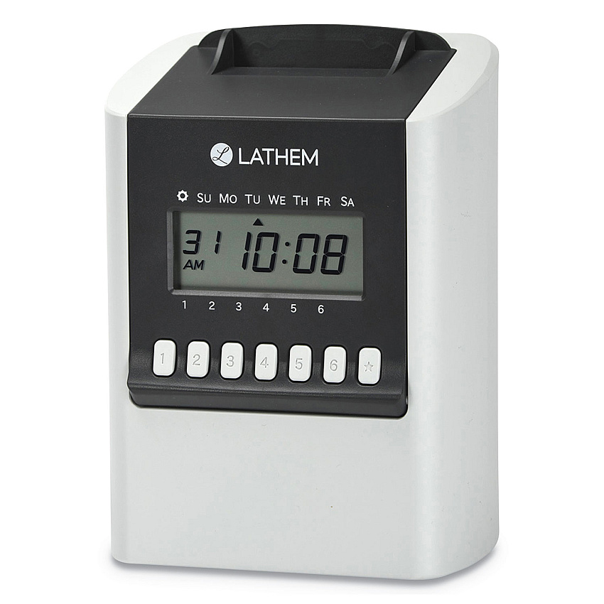Lathem Time 700E Calculating Time Clock, Digital Display, White