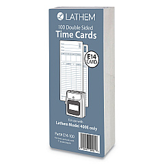Time Clock Cards for Lathem Time 400E, Two Sides, 3 x 7, 100/Pack (E14100)