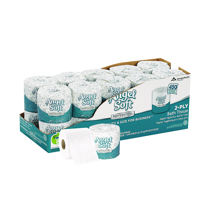Georgia Pacific Professional Angel Soft ps Premium Bathroom Tissue, Septic Safe, 2-Ply, White, 450 Sheets/Roll, 20 Rolls/Carton (16620)