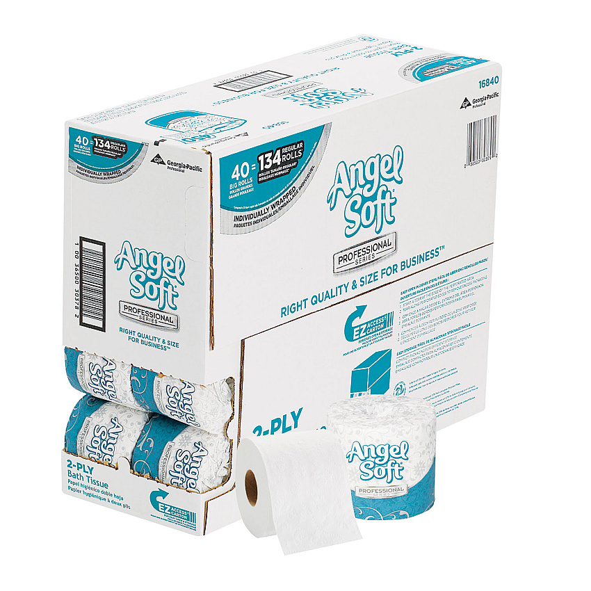 Georgia Pacific Professional Angel Soft ps Premium Bathroom Tissue, Septic Safe, 2-Ply, White, 450 Sheets/Roll, 40 Rolls/Carton (16840)
