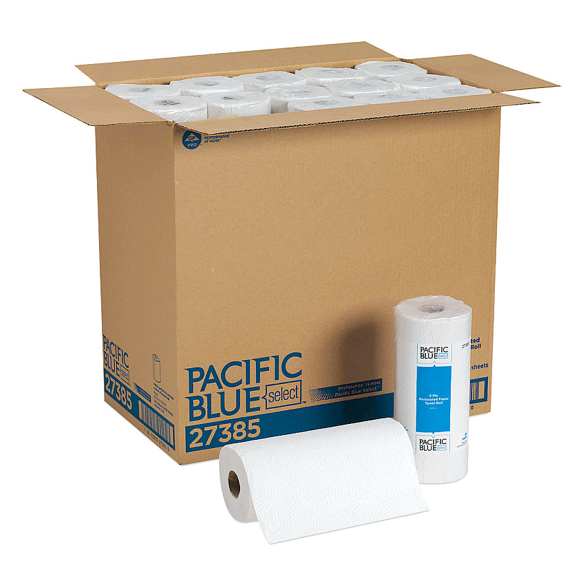 Georgia Pacific Professional Pacific Blue Select Two-Ply Perforated Paper Kitchen Roll Towels, 2-Ply, 11 x 8.8, White, 85/Roll, 30 Rolls/Carton (27385)