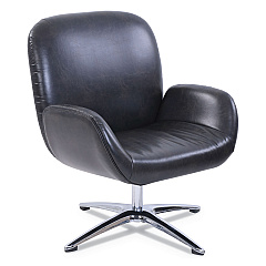 SertaPedic Tavern Collection Lounge Chair, 31.25" x 29.25" x 37.25", Distressed Brown Seat/Back, Chrome/Silver Base (49688)