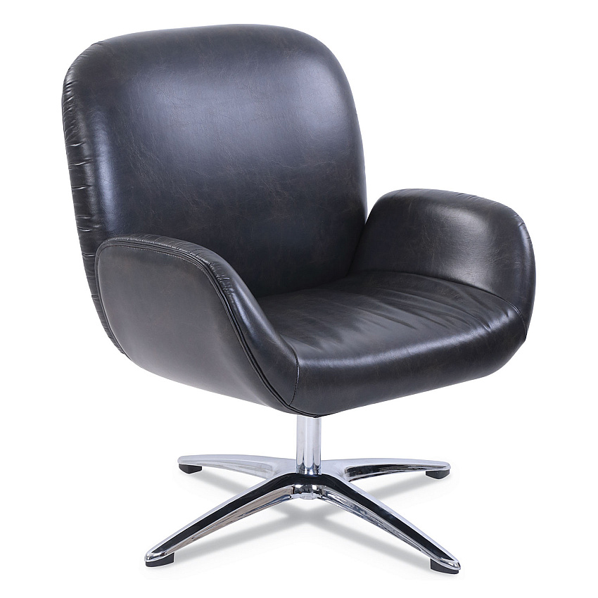 SertaPedic Tavern Collection Lounge Chair, 31.25" x 29.25" x 37.25", Distressed Brown Seat/Back, Chrome/Silver Base (49688)