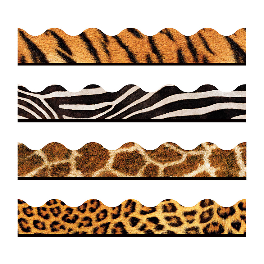 TREND Terrific Trimmers Print Board Trim, 2.25" x 156 ft, Animal Prints, Assorted Colors/Designs (T92917)