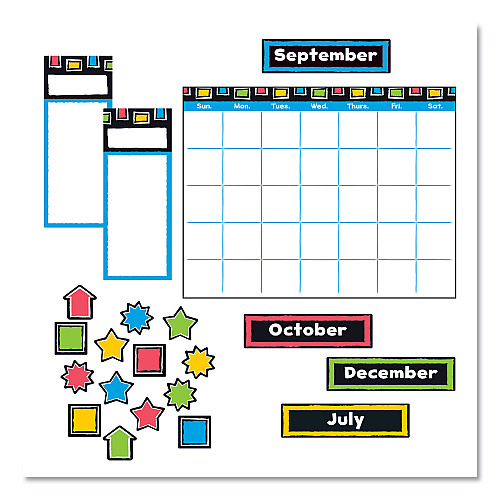 TREND Bold Strokes Wipe-Off Calendar Bulletin Board Set, 18" x 26.5", Assorted Colors, 30 Pieces (T8392)