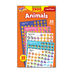 TREND superSpots and superShapes Sticker Packs, Animal Antics, Assorted Colors, 2,500 Stickers (T46904)