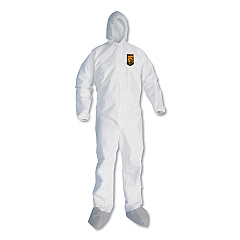 KleenGuard A45 Liquid and Particle Protection Surface Prep/Paint Coveralls, Large, White, 25/Carton (48973)
