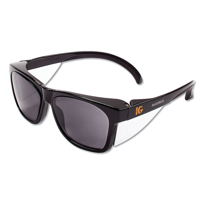 KleenGuard Maverick Safety Glasses, Black, Polycarbonate Frame, Smoke Lens (49311)