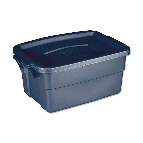 Rubbermaid Roughneck Storage Box, 3 gal, 10.63" x 15.69" x 7", Dark Indigo Metallic (RMRT030003)